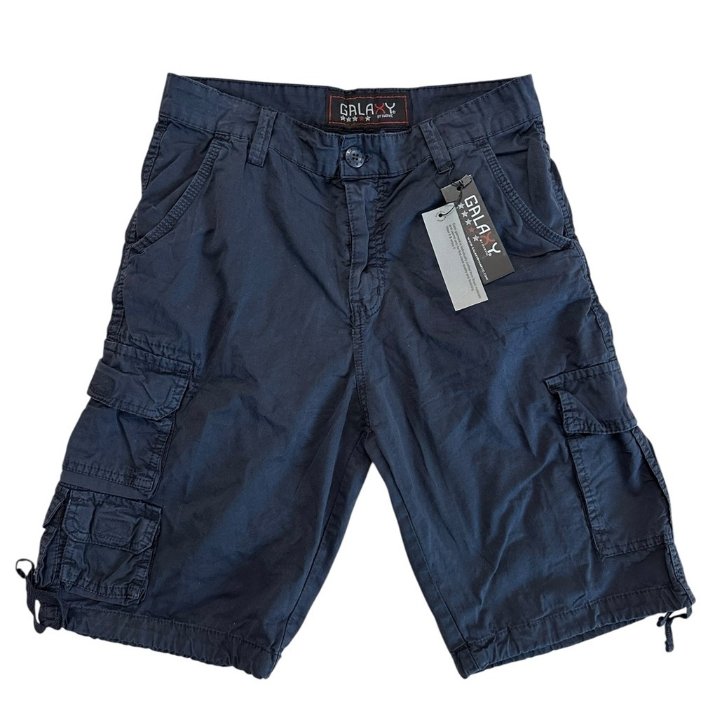 Galaxy by Harvic Navy Men Cargo Pockets Cotton Short Pants Size 30 NWT